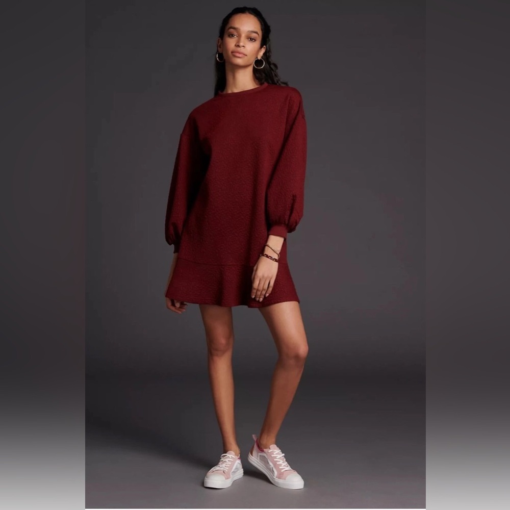 Anthropologie Mare Mare NWT Odila Tunic Dress Red, Long Sleeve Q43